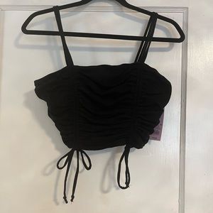 NWT Black Ruched Crop Tank